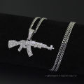 Hip Hop AK47 Pistole Zinklegierung pflastern mit Kristall Strass Gold Anhänger Halskette Mann Frauen Schmuck